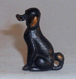 4 Old Painted Cast Iron Miniature Dogs Paperweights or Toys with One Advertising
