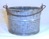 Antique Mottled Gray Agateware Graniteware Small Berry Bucket with Wire Handle