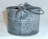 Antique Mottled Gray Agateware Graniteware Small Berry Bucket with Wire Handle