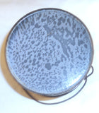 Antique Mottled Gray Agateware Graniteware Small Berry Bucket with Wire Handle