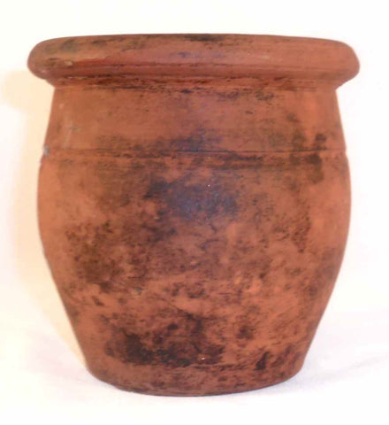 1800s Primitive Redware Apple Butter Crock Rolled Rim Southeastern Pennsylvania