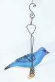 2017 Bastian Hand Carved & Painted Wood Folk Art Blue Bird On Hanging Wire Swing