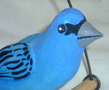 2017 Bastian Hand Carved & Painted Wood Folk Art Blue Bird On Hanging Wire Swing