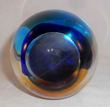 Art Glass Egg-Shaped Paperweight Finger-Shaped Bubbles Cobalt Blue & Orange