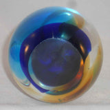 Art Glass Egg-Shaped Paperweight Finger-Shaped Bubbles Cobalt Blue & Orange