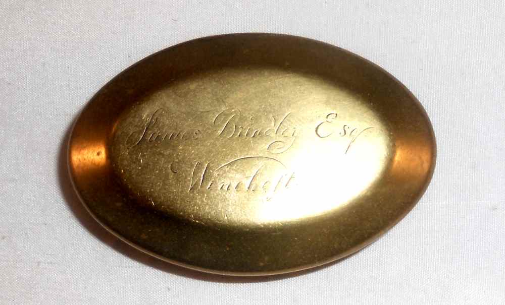 Antique English Brass Snuffbox with Hinged Lid James