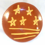 1992 L Breininger Redware Slip Decorated Small Plate 4th of July Stars & Stripes