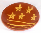 1992 L Breininger Redware Slip Decorated Small Plate 4th of July Stars & Stripes