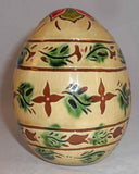 2007 Breininger Glazed Redware Large Yellow Easter Egg Sgraffito Tulips & Leaves