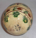 2007 Breininger Glazed Redware Large Yellow Easter Egg Sgraffito Tulips & Leaves