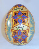 2007 Large Redware Egg Glazed Yellow, Green, Blue and Brown Colors Sgraffito Floral Decoration by Lester Breininger