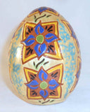 2007 Large Redware Egg Glazed Yellow, Green, Blue and Brown Colors Sgraffito Floral Decoration by Lester Breininger