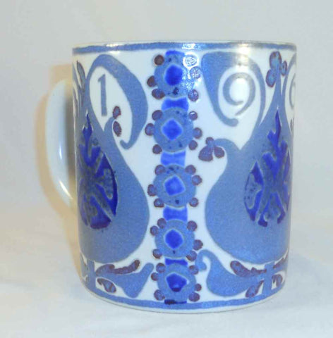 1969 Royal Copenhagen Large Annual Mug Sterling Silver Medallion Georg Jensen