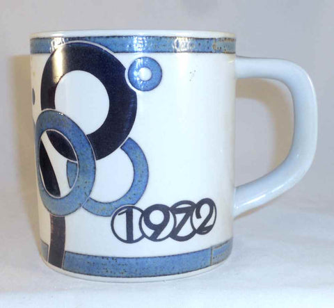 1972 Denmark Royal Copenhagen Large Pottery Mug Sterling Silver Button By Anton Michelsen Applied Handle