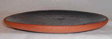 1978 Glazed Redware Large Shallow Plate Brown Rooster On Dark Blue or Black Background By Ned Foltz