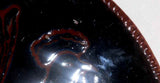 1978 Glazed Redware Large Shallow Plate Brown Rooster On Dark Blue or Black Background By Ned Foltz
