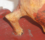 1977 Hand Carved Painted Wood Folk Art Cat on Wheels Toy Walter & June Gottshall