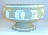Early Green Wedgwood Jasperware Footed Console Bowl Women, Children, and Trees