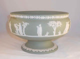 Early Green Wedgwood Jasperware Footed Console Bowl Women, Children, and Trees