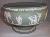 Early Green Wedgwood Jasperware Footed Console Bowl Women, Children, and Trees