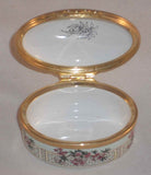 Halcyon Days Enamels Oval Trinket Box Colorful Garden Scene and Wise Saying