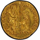 Beautiful Gold Coin Venice Italy Zecchino or Ducat Paolo Rainier ND (1779-1789) Friedberg 1434 MS 62