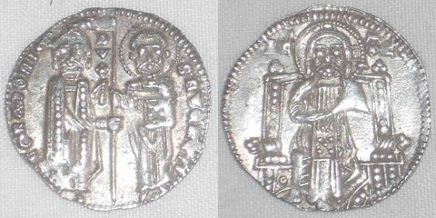 Beautiful 1289-1311 Silver Coin Venice Italy Pietro Gradenigo Grosso Toned AU