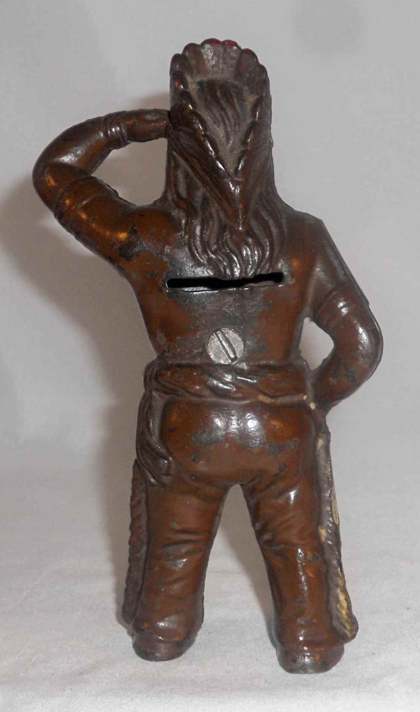Antique Hubley Painted Cast Iron Standing Indian with Tomahawk