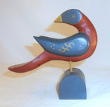 1985 Pennsylvania Folk Art Carved Painted Bird Looking Backwards By Alan Kohr