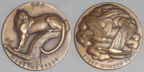 1959 Bronze Medal Society Medalists 60th Issue K. Lane Weems God Made the Beast