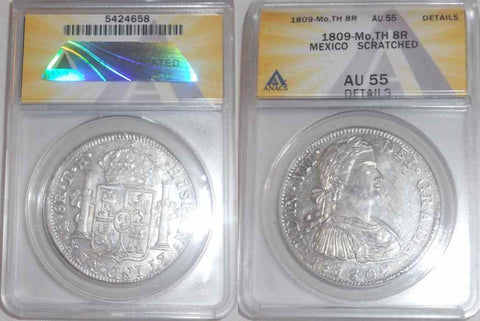 1809 Mexico 8 Reales Silver Coin Ferdinand VII Mint Mark Mo Assayer TH AU55