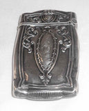 Antique Sterling Silver Match Safe or Vesta Repousse Escutcheon and Scroll Design