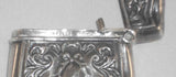 Antique Sterling Silver Match Safe or Vesta Repousse Escutcheon and Scroll Design