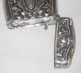 Antique Sterling Silver Match Safe or Vesta Repousse Escutcheon and Scroll Design