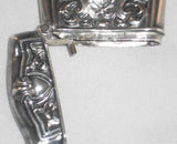 Antique Sterling Silver Match Safe or Vesta Repousse Escutcheon and Scroll Design