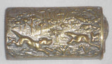 Antique Chromed Brass? Match Safe Raised Design Hound Chasing Fox W/ Bird on Lid