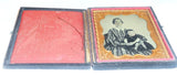 Antique Ambrotype 1/6 Plate Photo of Mother & Son on Her Lap Red Cheeks in Case