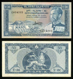 1966 No Date Currency Ethiopia 50 Dollar Banknote Emperor Haile Selassie P# 28a