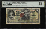 1913 El Banco Nacional De Mexico One Peso Banknote P# S255b Locomotive Vignette