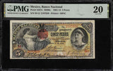 1908 Banco Nacional De Mexico Five Pesos Banknote Series GI P #S257c PMG VF 20