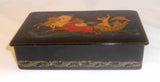 1973 Palekh Russian Lacquer Box 3-Horse Drawn Sled or Troika Signed Ryedouov