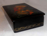 1973 Palekh Russian Lacquer Box 3-Horse Drawn Sled or Troika Signed Ryedouov