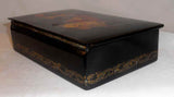 1973 Palekh Russian Lacquer Box 3-Horse Drawn Sled or Troika Signed Ryedouov