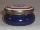 2004 Staffordshire Enamels Round Bombe Trinket Box Exclusively for the Queen Mary 2 Luxury Ocean Liner Made in England