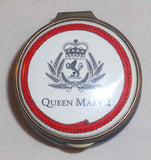 2004 Staffordshire Enamels Round Bombe Trinket Box Exclusively for the Queen Mary 2 Luxury Ocean Liner Made in England