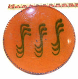 2003 Greg Shooner Lead Glazed Redware Deep Plate Slip Decorated Green Lines