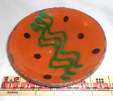1998 Greg Shooner Redware Glazed 5 3/4" Pie Plate Green Wavy Slip Decoration