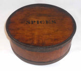 Great Antique Spice Set 8 Wood Canisters Housed in Large Matching Bentwood Box