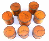Great Antique Spice Set 8 Wood Canisters Housed in Large Matching Bentwood Box
