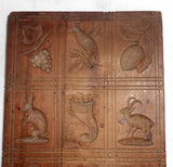 Antique Carved Hardwood Springerle or Cookie Print Mold Twelve-Scene